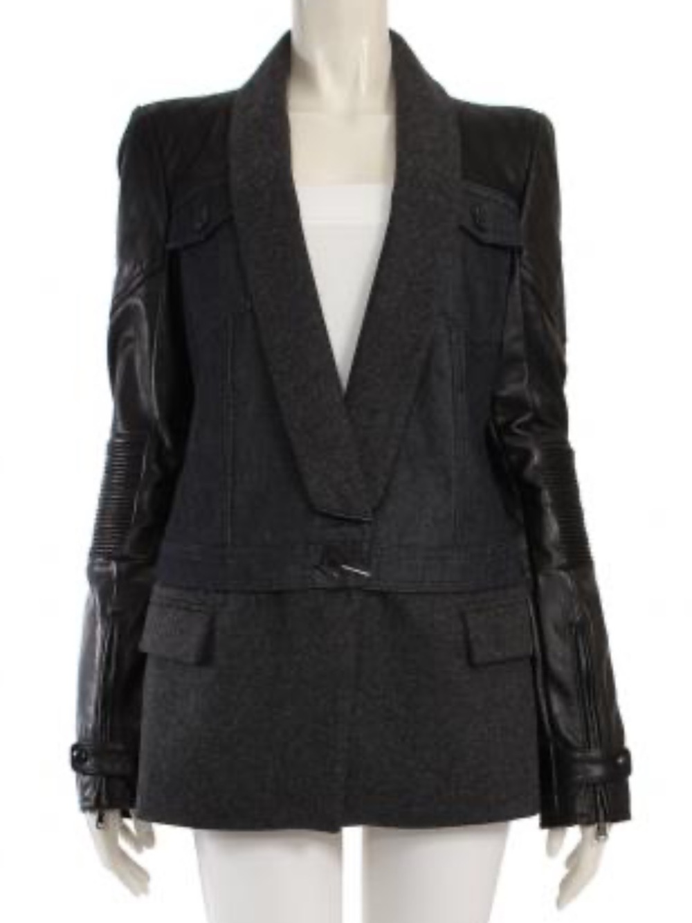 DIESEL BLACK GOLD Wool, Leather & Denim Jacket